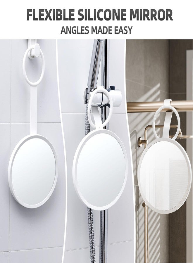 تايلي مرآة استحمام TAILI مقاومة للضباب للحلاقة، مرآة سيليكون معلقة مقاومة للضباب للسفر والتخييم، إكسسوارات استحمام، إكسسوارات حمام، غير قابلة للكسر - هدايا للرجال والنساء، أبيض - Image 3